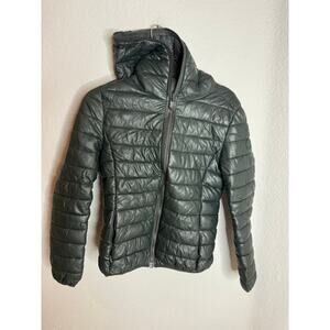 Save The Duck Womens Laura Water-Resistant Hooded Puffer Jacket Dark Green $229